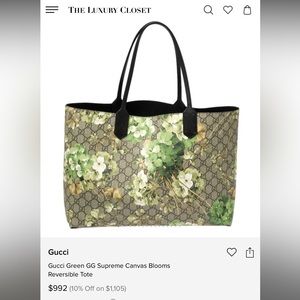 Gucci Green Supreme Blooms Reversible Tote